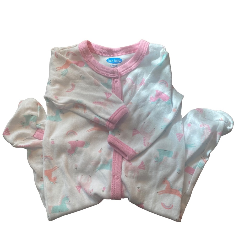 Infant Girls Bon Bebe Footed Pajamas with Horses